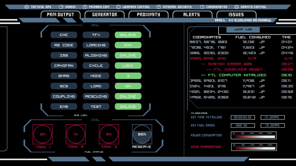 FTL System Report Screen Animatable